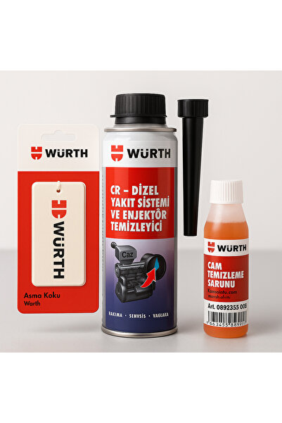 Würth Dizel Enjektör Temizleyici Katkı 300 ML Ve Asma Koku + Cam temizleme Sa...