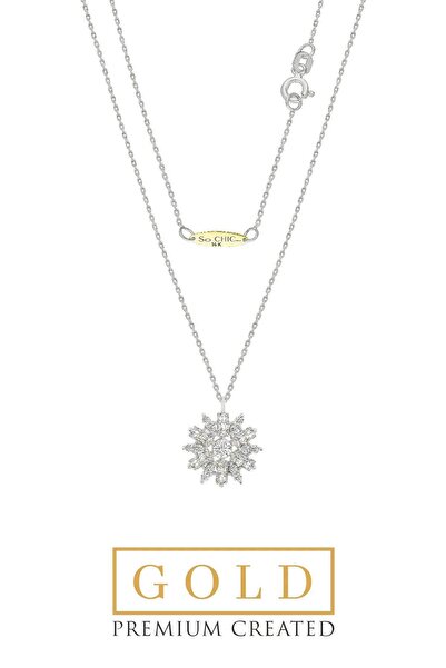 So CHIC... Beyaz Altın Sertifikalı Premium Created Taşlı Çiçek Figürlü Baget ...