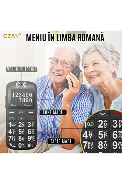 CZAY CZAY® Seniors' Mobile Phone with Large Keys, Romanian, Hungarian, Strong Volume, Large LCD Screen, 2G