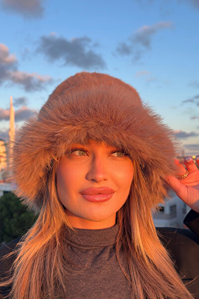 Mavelle Women's Brown Bucket Winter Hat |   Faux Fur Women's Hat