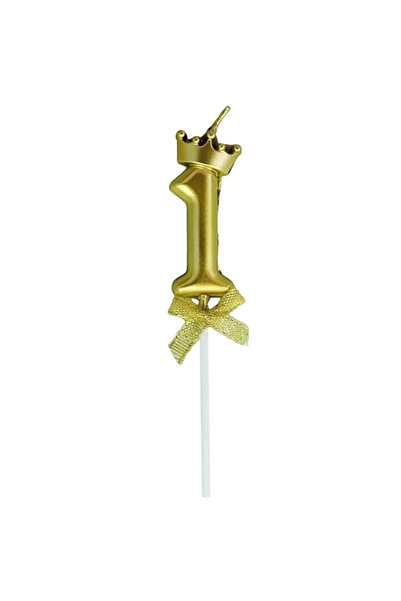 Flippy Lumanare pentru Tort Cifra 1, Model Coroana, Gold, Flippy, Party