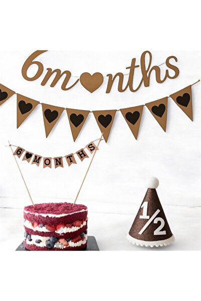 Partifabrik Kraft Black Half Birthday Party Set 4 Pieces Cake Topper