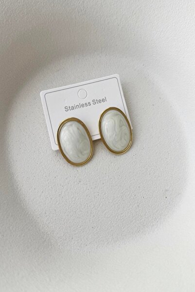 mos&more Steel Gold White Lightweight Earrings