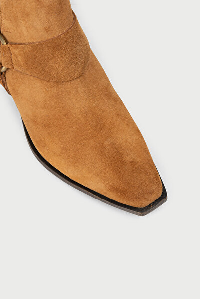 Deery Kadın Hakiki Süet Taba Renk Western Bot