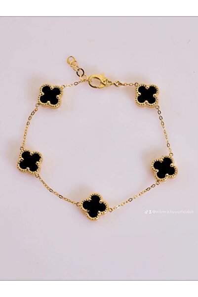 Türkiye 14 Ayar Altın Bileklik Zarif Yonca Kadın Bileklik Şık Mücevher Kutusu...