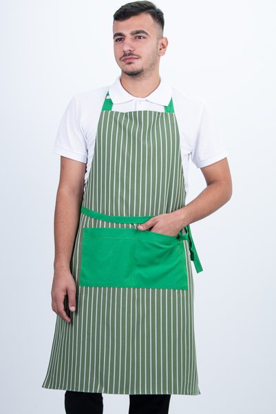 Das Uniform مريلة مخططة للجنسين قابلة للتعديل مع جيوب