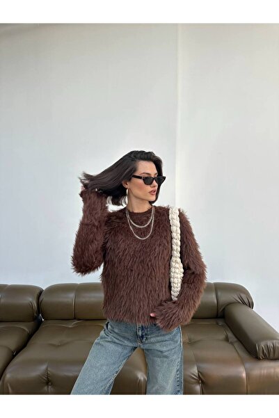 Lamierra Дамски кардиган с мека дълга яка с кожа