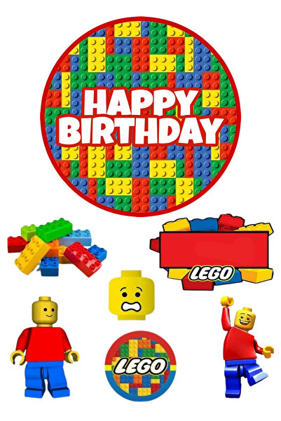 BatıDoğu Yenilebilir Yuvarlak Pasta ve Figür Resim Baskısı Şekerli Kağıt Lego Temalı 37