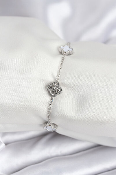 Leyaton Lwlhmrs-Ieg Ieg ™   316L Steel Silver Color White and Zircon Stone Ba...