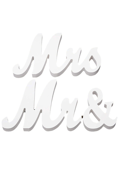 Flippy Decor pentru Masa, Flippy, Model Mr&Mrs, Tematica Nunta, 10x20 cm, Alb