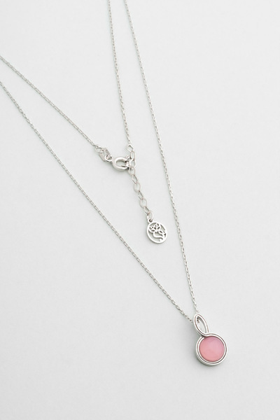 So CHIC... Kalsedon Işıltısı 18 Ayar Beyaz Altın Kaplama 42 Cm Gümüş Kolye