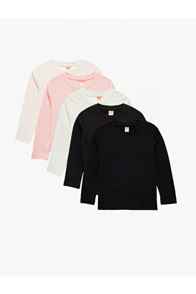 Koton Σετ με 5 μπλουζάκια από βαμβακερό μακρυμάνικο λαιμόκοψη