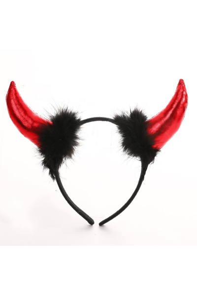 Toolsy Coronita Deghizare, Flippy, Model Cornite Devil, Rosu Satinat cu Puf N...