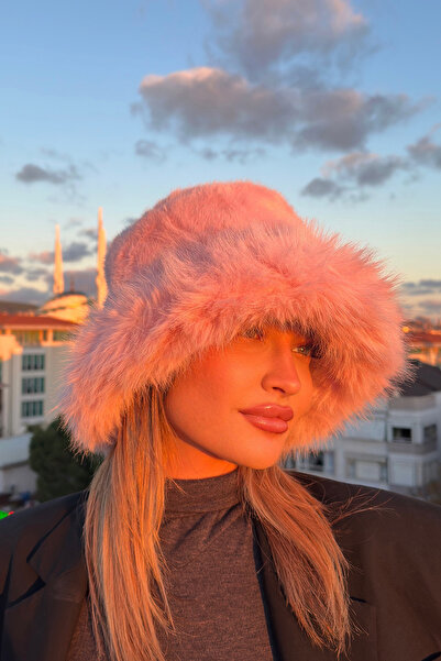 Mavelle Women's Pink Bucket Winter Hat | Faux Fur Women's Hat