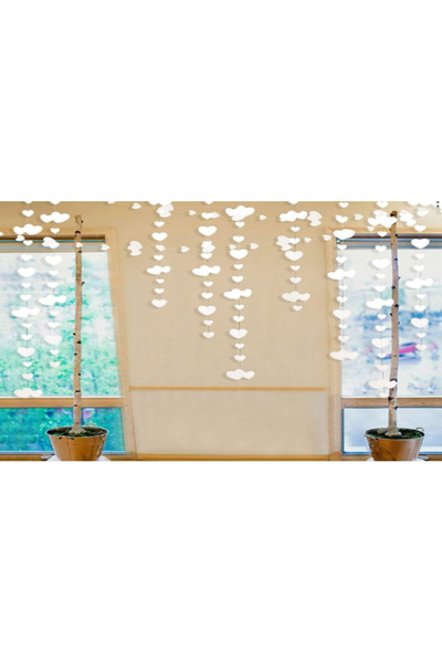 Flippy Banner cu Inimioare, Flippy, Tip Franjuri, 4 m, Rola de Ata Inclusa, Alb