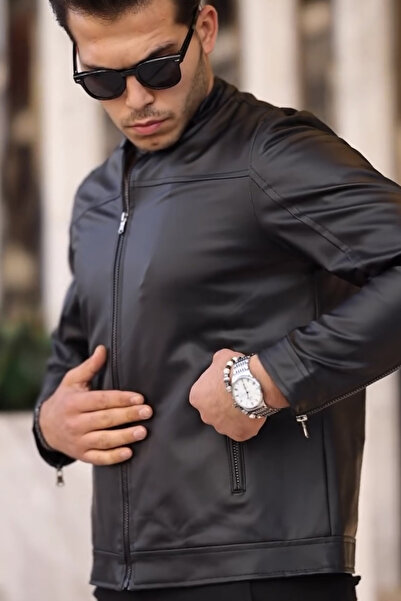 BELİZMOD Nova sezona Visoka kragna Koža jakna crna