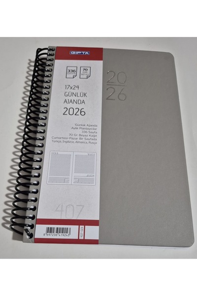 Gıpta 2026 ДНЕВНИК 17X24 ЕЖЕДНЕВЕН ДНЕВНИК 407_SEK СИВ