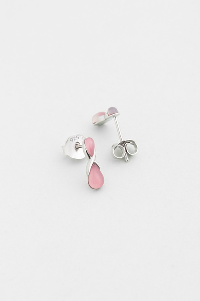 So CHIC... Sonsuz Pembe Kalsedon 18 Ayar Beyaz Altın Kaplama Gümüş Küpe