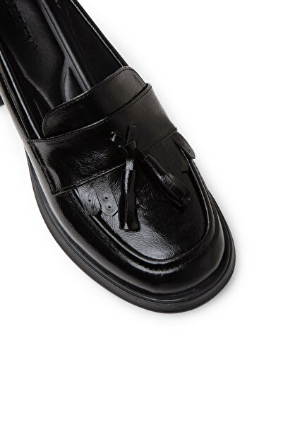 Deery Women's Patent Leather Black Heeled Shoes