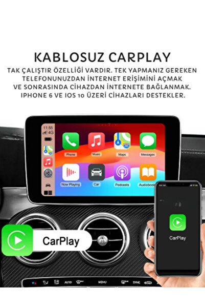 WUNİT Kablosuz Car play,İos ve Android Auto Adaptör Türkçe Dil 2 Gb Ram 32 Gb Rom Youtube Netflix