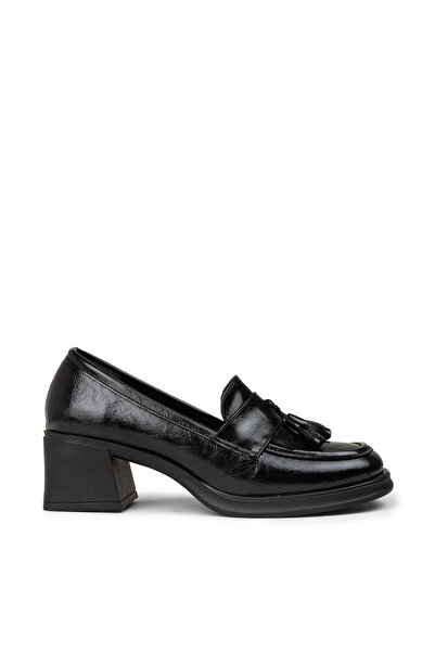 Deery Women's Patent Leather Black Heeled Shoes