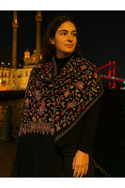 fiore fashion Pashmina Cashmere Embroidered Shawl