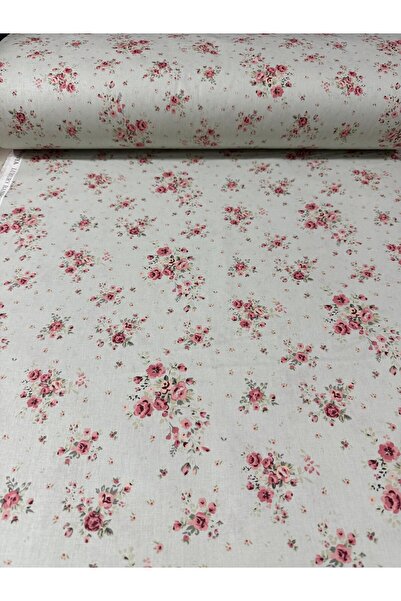 SELONYA Ranforce Kırmızı Çiçek Desenli %100 Pamuk Nevresimlik Kumaş 240CM