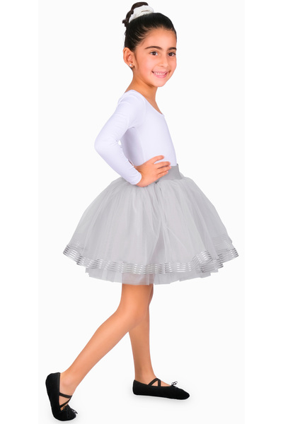 LULLY KİDS Girl's Silver Gray Tutu Tulle Skirt Costume Skirt