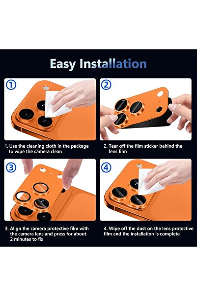 m.tk moveteck Apple iPhone 17 Pro Max Compatible Camera Lens Protector Full Coverage Protective Glass with Metal Frame