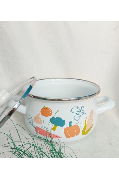 EBRULİEMAYE Carrot Enamel Pot 2 Liters 18 cm Milk Yogurt Soup Pot