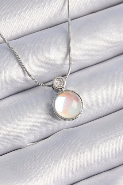 Epilons 316L الصلب الفضة اللون الأبيض بيرليسسينت خمر نموذج قلادة المرأة - TJ-...