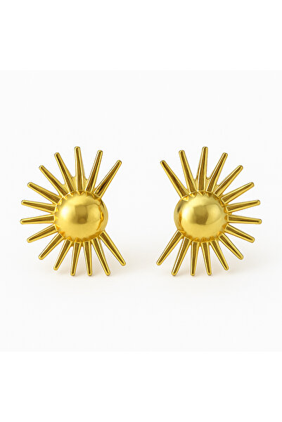 PİRLENTO أقراط نسائية من الفولاذ بتصميم نصف شمس – أقراط فولاذية عصرية وأنيقة