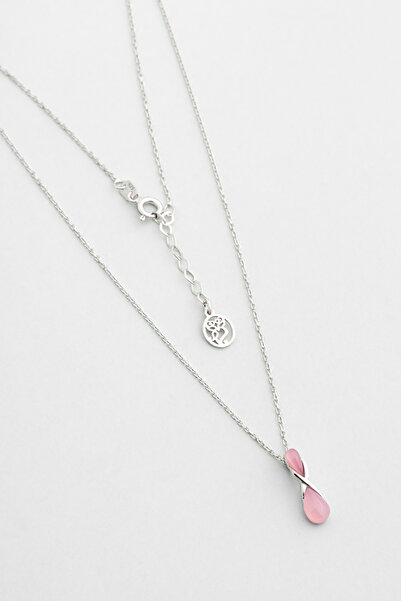 So CHIC... Sonsuz Kalsedon 18 Ayar Beyaz Altın Kaplama 42 Cm Gümüş Kolye