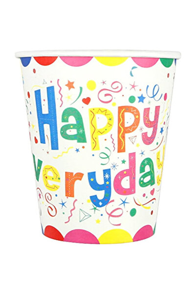 Toolsy Set 10 Pahare de Carton, Flippy, Model Happy Everyday, 13 x 7 x 5 cm, Multicolor