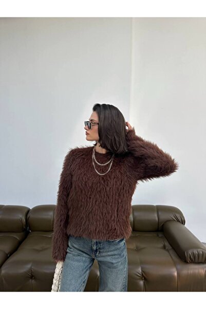 Lamierra Дамски кардиган с мека дълга яка с кожа