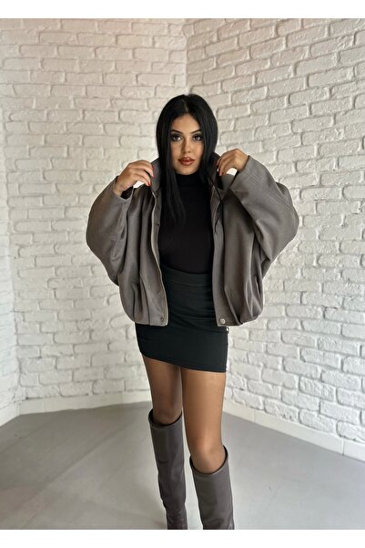 moneta boutique Women's Suede Zippered Bomber Jacket