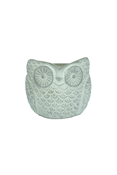 Greenmall Baykuş Saksı Küçük Boy Beyaz