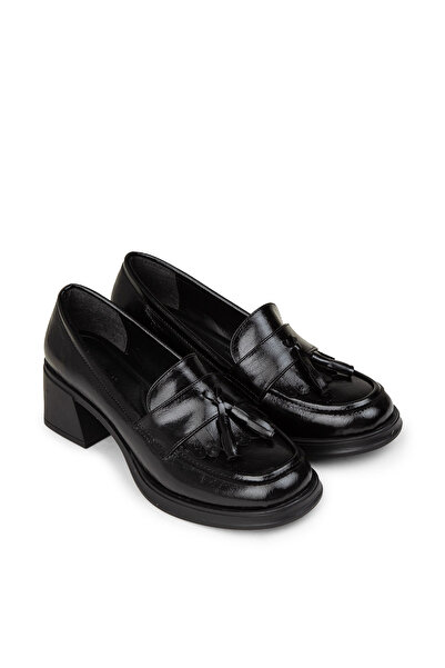 Deery Women's Patent Leather Black Heeled Shoes