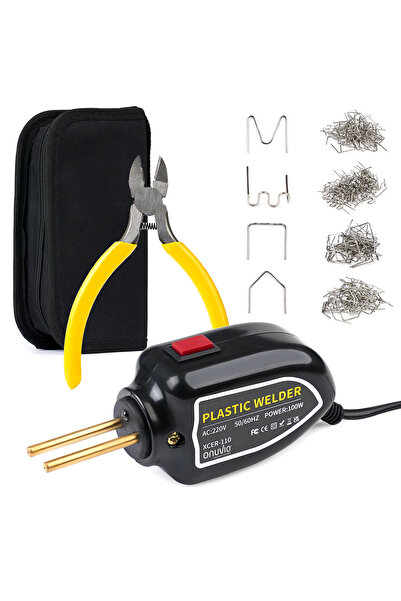 Onuvio Set pistol de lipit din plastic de 100 W și capse, 200 de capse și gea...