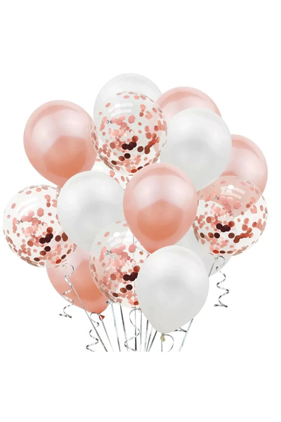 Toolsy Set 15 baloane pentru petrecere, Flippy, rose gold/ alb, 30 cm