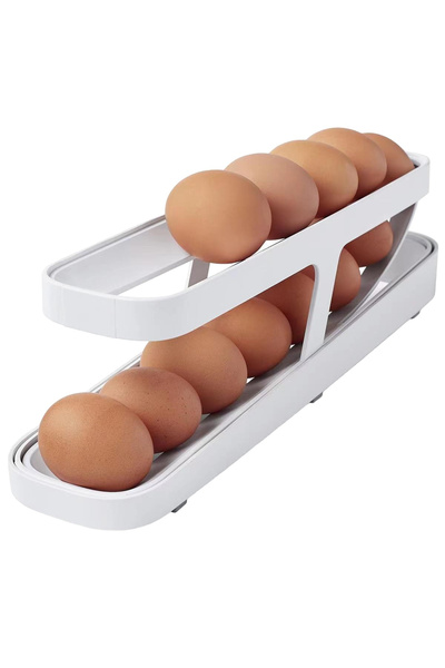 Flippy Suport pentru Oua, pentru Usa Frigiderului, cu Doua Straturi, 36x8.2x10cm, Alb