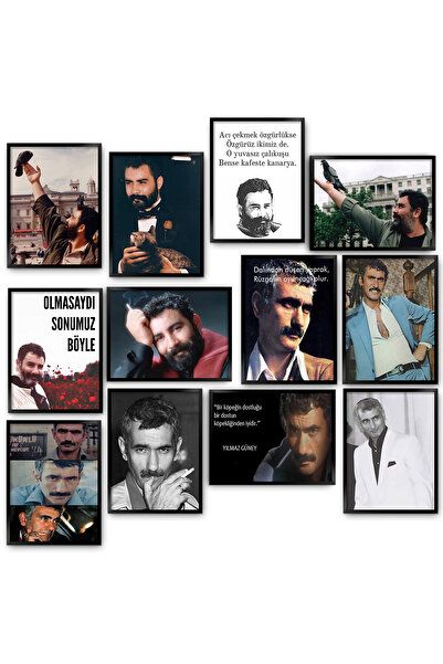 TABLOX Ahmet Kaya Yılmaz Güney 12li MDF Ahşap Tablo Seti Dekoratif Hediyelik