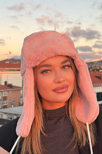 Mavelle Women's Pink Pompom Pilot Hat | Faux Fur Winter Women's Hat