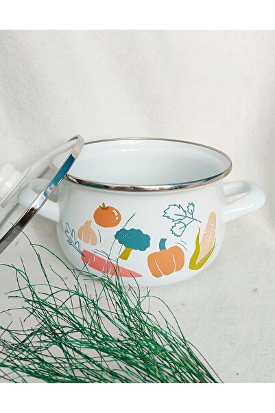 EBRULİEMAYE Carrot Enamel Pot 2.8 Liters 20 cm Milk Yogurt Soup Pot