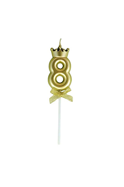 Flippy Lumanare pentru Tort Cifra 8, Model Coroana, Gold, Flippy, Party