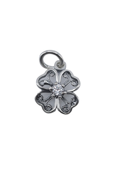 Flippy Pandantiv din Argint 925 Trifoi Filigran cu Piatra