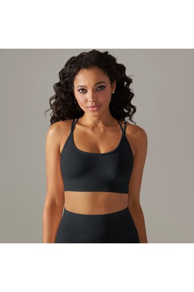 FITINT Women's Sports Bra Elastic Material Black – 397