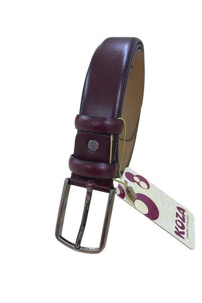 Koza 3,5 cm bordo Hakiki analin deri klasik kemer