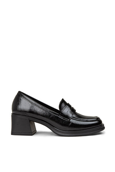 Deery Women's Patent Leather Black Casual Heeled Shoes