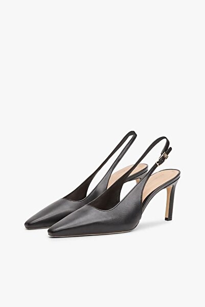 Tommy Hilfiger Kadın İnce Topuklu Slingback Topuklu Ayakkabı - Siyah